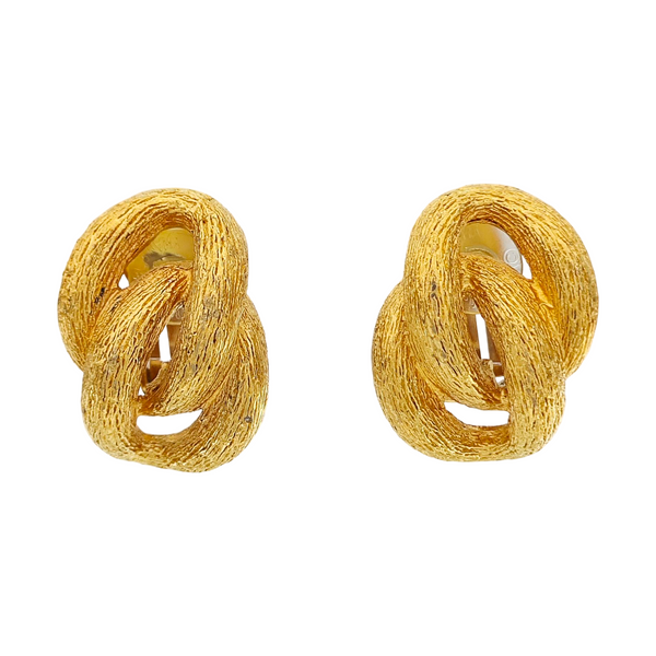 Twist Round Metal Gold Clip On Earrings