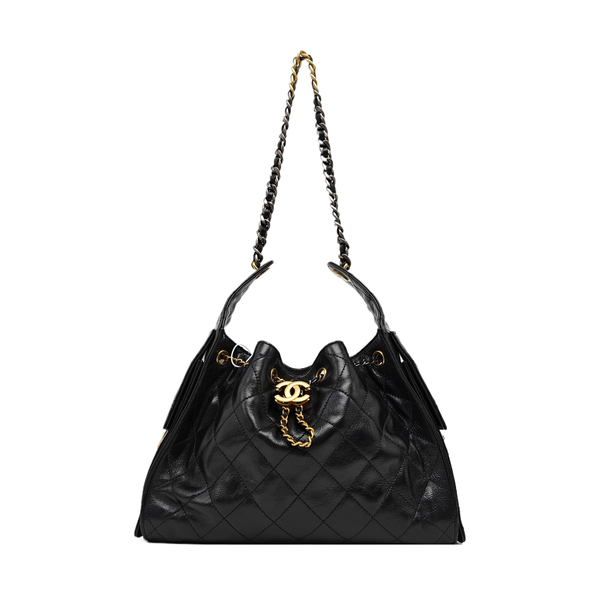 CHANEL 25 Small Quilted Calfskin Black