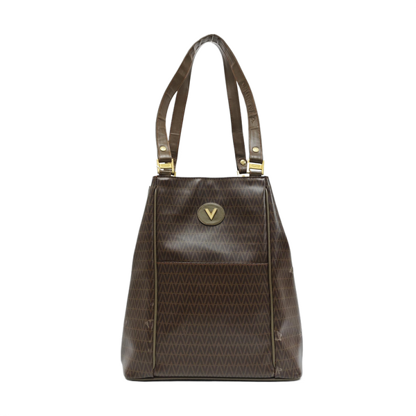 Coated Canvas Tote Bag Large Brown