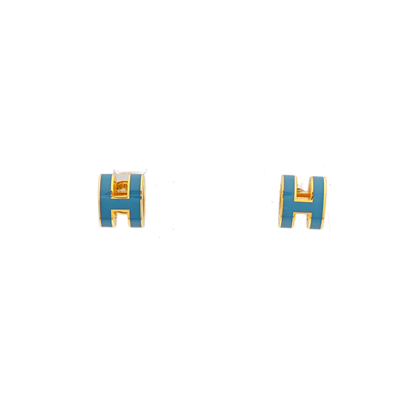 Pop H Metal Gold Stud Earrings