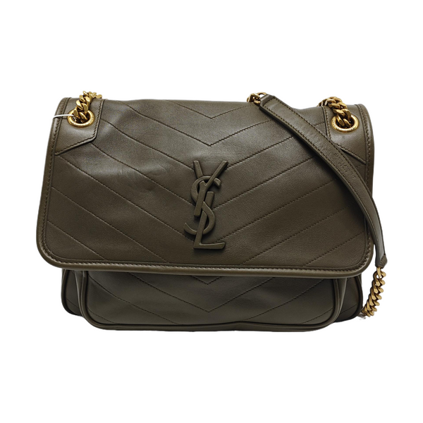 NIKI Medium Chevron Lambskin Green