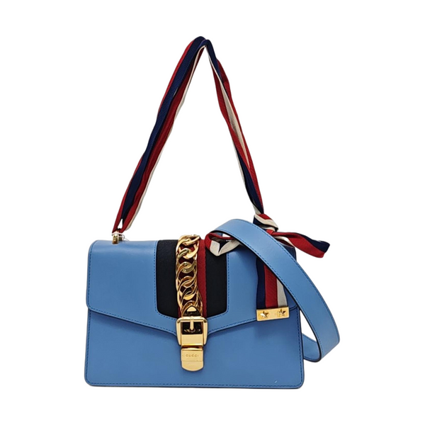 Authenticated pre-owned Sylvie Small Calfskin Blue - Crossbody Bag at Looply