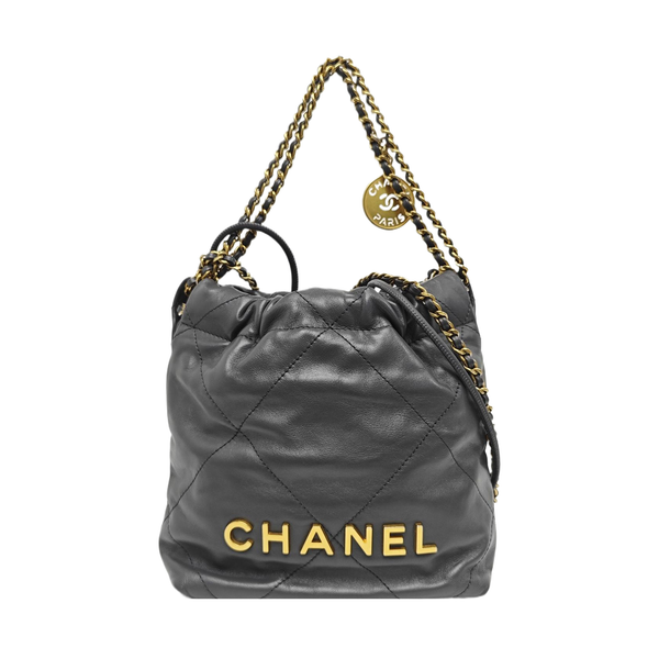 CHANEL 22 Mini Quilted Calfskin Gray