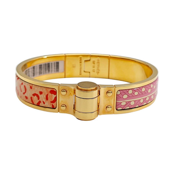 Enamel Hinged Bracelet Metal Gold Bangle
