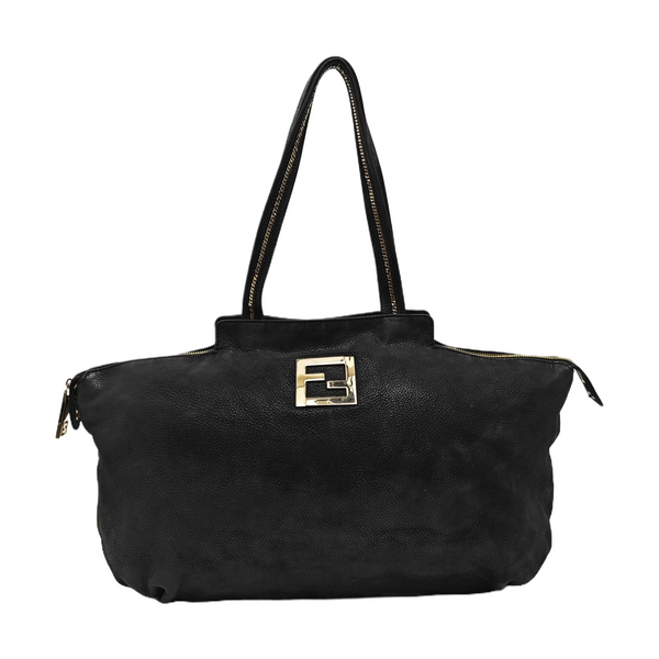 Bolso tote de piel de becerro negro