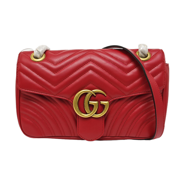 GG Marmont Medium Quilted Calfskin Red