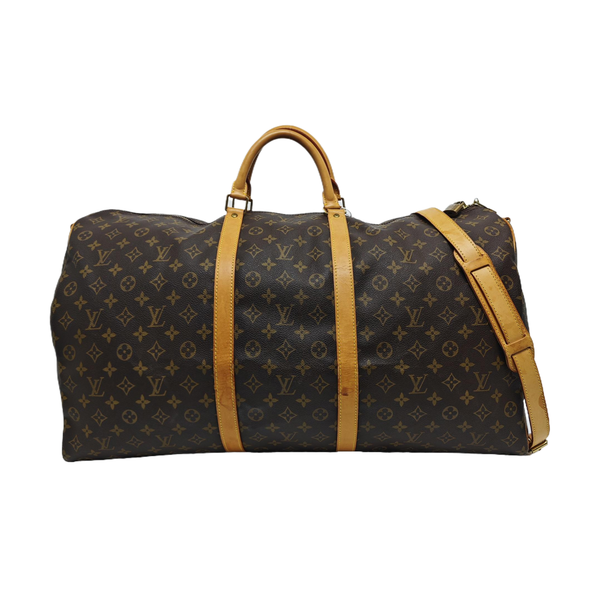 KEEPALL 60 Monogram Coated Canvas Brown