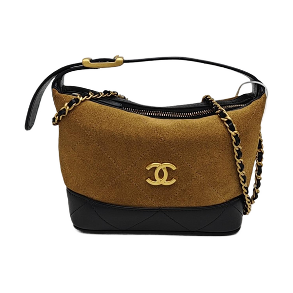 Quilted Suede Shoulder Bag Brown