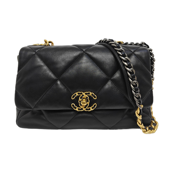 CHANEL 19 Large Quilted Lambskin Black