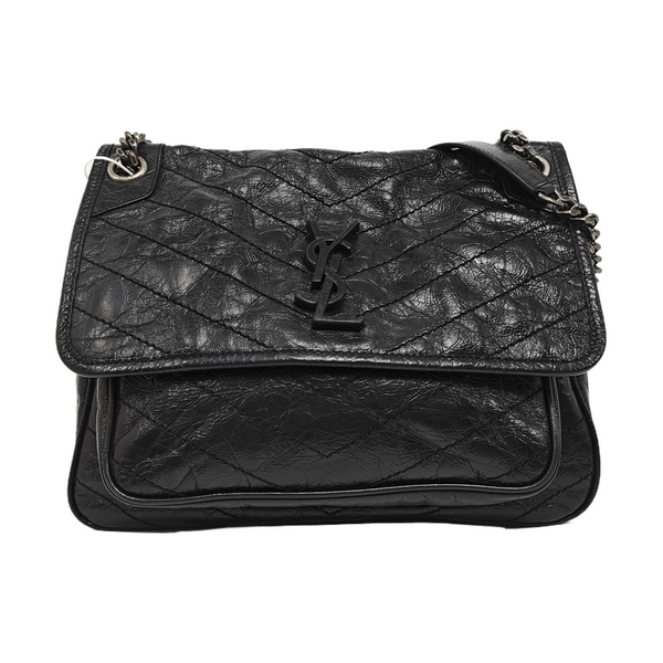NIKI Medium Chevron Calfskin Black