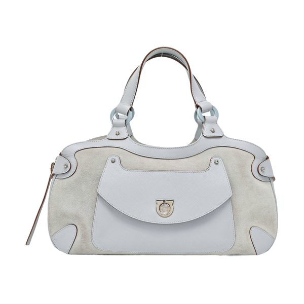 Suede Top Handle Bag Blue