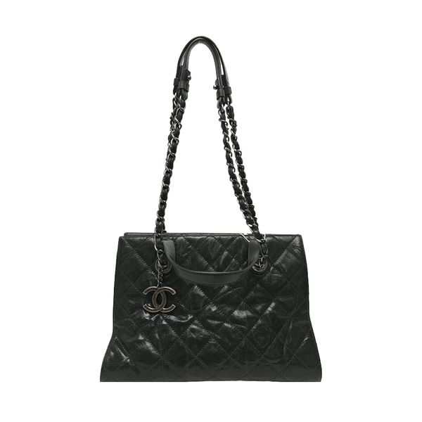 Quilted Grained Calfskin Shoulder Bag Green