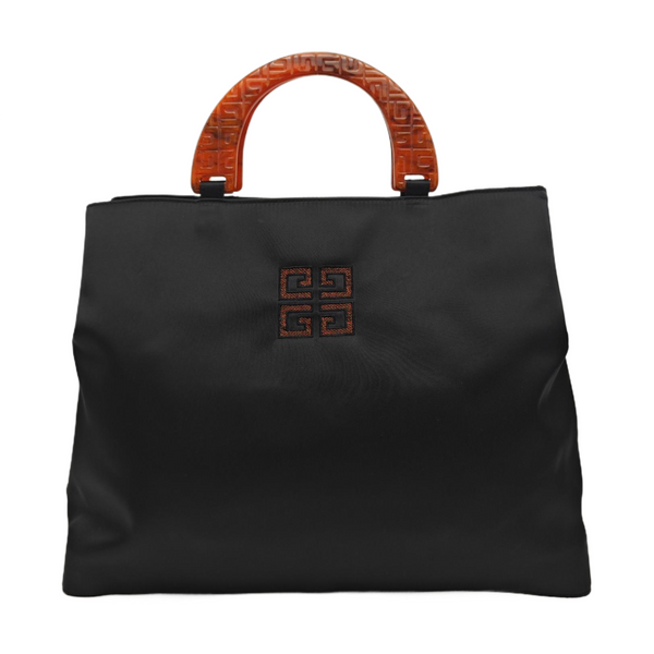 Nylon Top Handle Bag Black