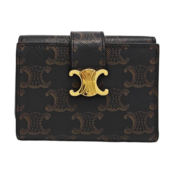 TRIOMPHE Mini Coated Canvas Black Card Holder