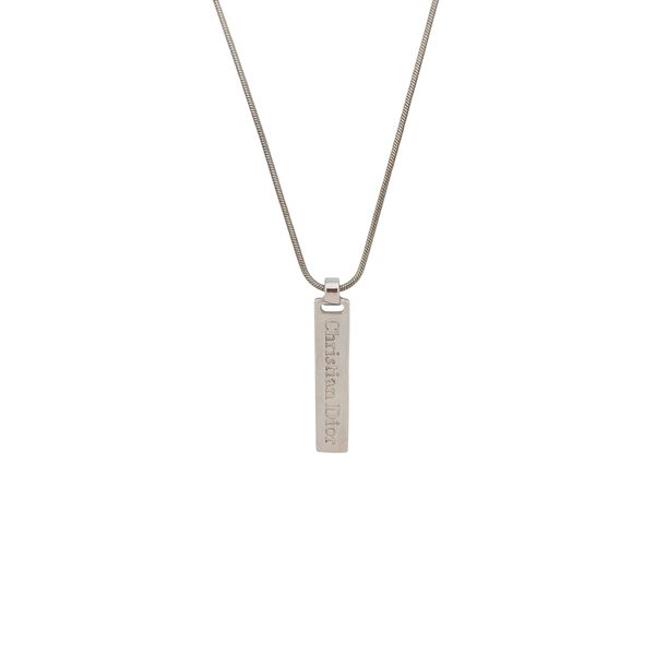 Dog Tag Metal Silver Necklace