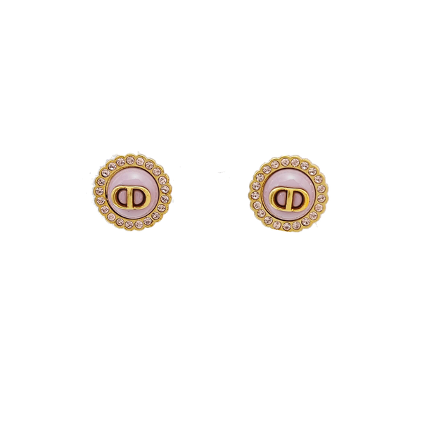 Petit CD Metal Purple Stud Earrings
