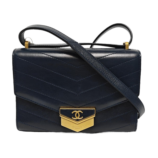MEDAL ENVELOPE Chevron Calfskin Blue
