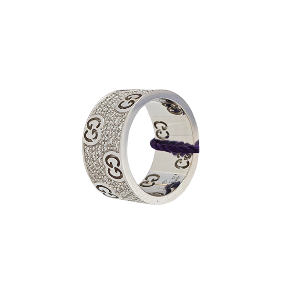 Icon 18k White Gold Silver Ring EU 49