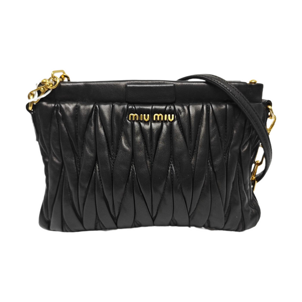 Quilted Lambskin Shoulder Bag Black