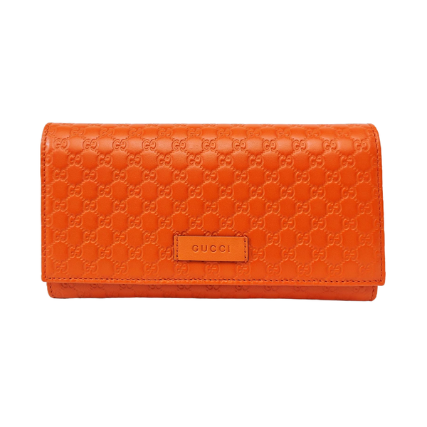 Microguccissima Monogram Calfskin Orange Wallet