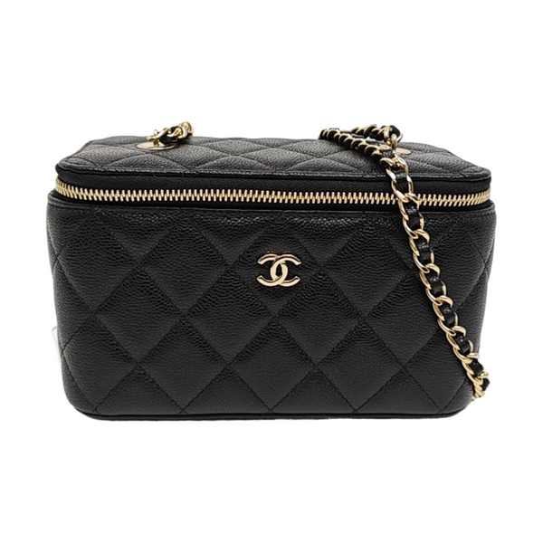 VANITY CASE Medium Quilted Grained Calfskin Black
