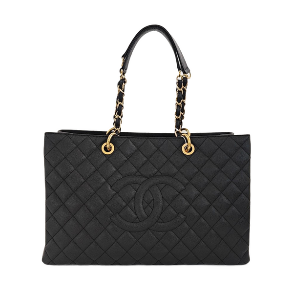 CHANEL GST Extra Large Quilted Grained Calfskin Black