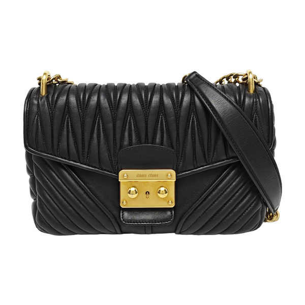 Miu Confidential Quilted Lambskin Black