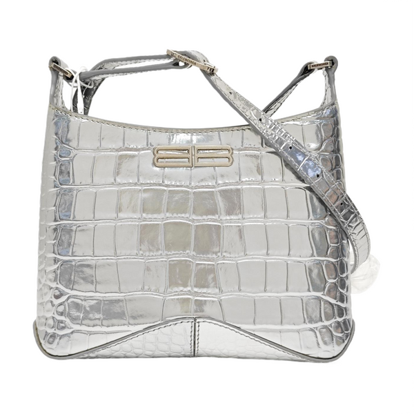 Calfskin Shoulder Bag Small Silver