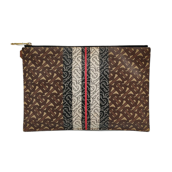 Coated Canvas Clutch Brown