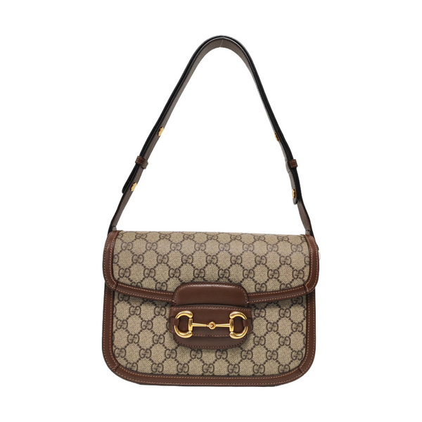 Horsebit 1955 Medium Monogram Coated Canvas Beige