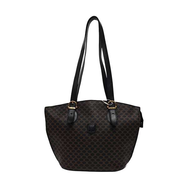 Coated Canvas Shoulder Bag Brown