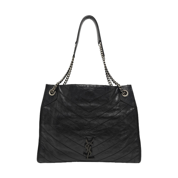 NIKI Medium Chevron Calfskin Black