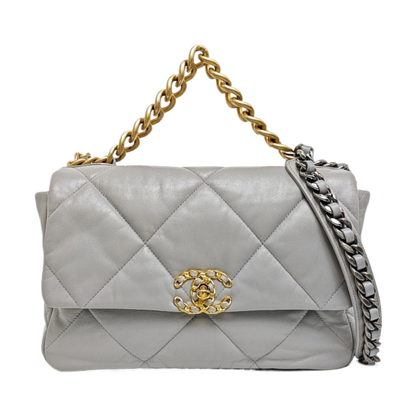 CHANEL 19 Large Quilted Lambskin Gray