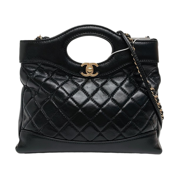 CHANEL 31 Mini Piel de cordero acolchada negra