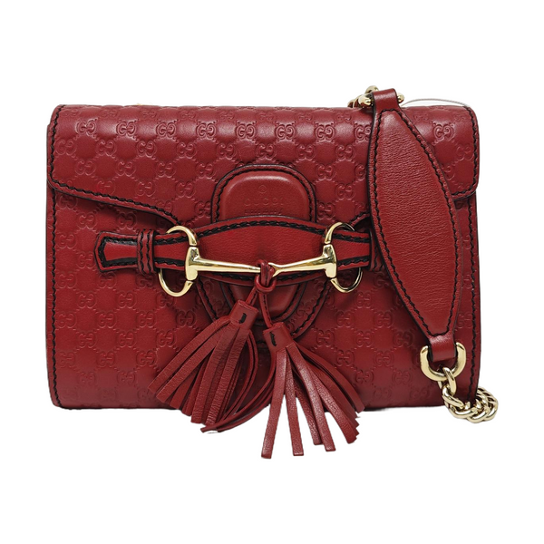 Emily Chain Monogram Calfskin Red