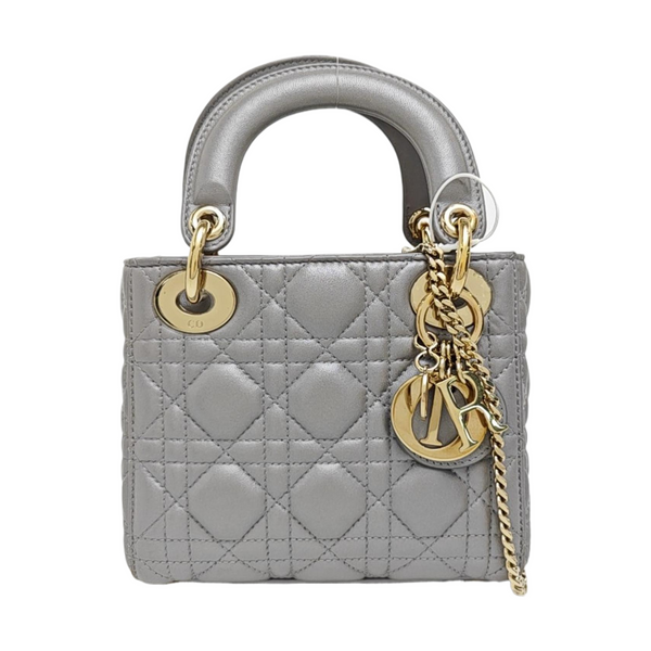 Lady Dior Mini Cannage Lambskin Gray