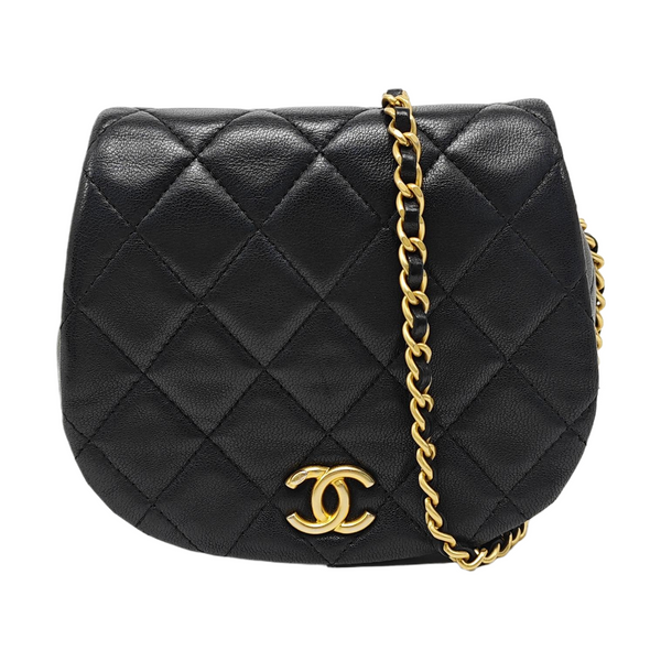 Quilted Lambskin Shoulder Bag Black