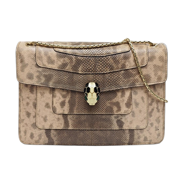 SERPENTI FOREVER Medium Quilted Python Beige