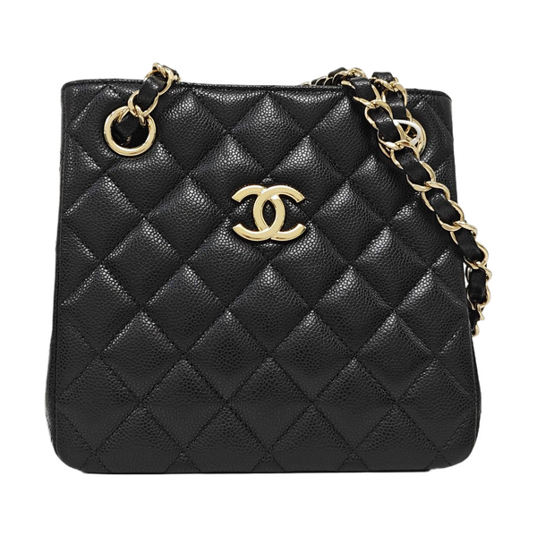 23P TOTE Quilted Grained Calfskin Black