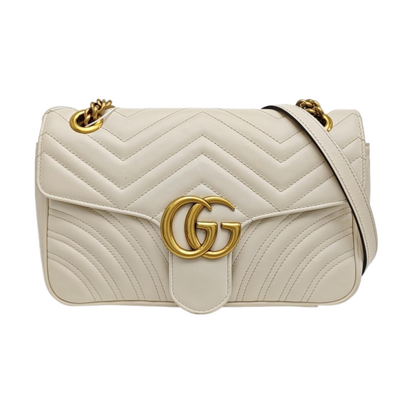 GG Marmont Medium Quilted Calfskin White