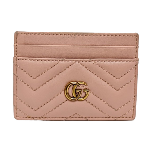 GG Marmont Mini Quilted Calfskin Pink Card Holder