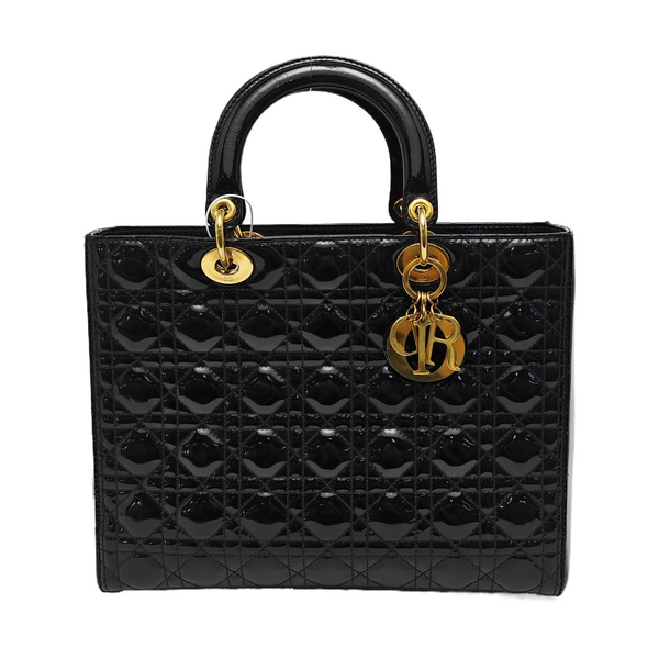 Lady Dior Large Patent Leather Black