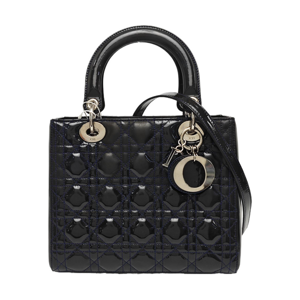 Lady Dior Medium Quilted Patent Leather Blue