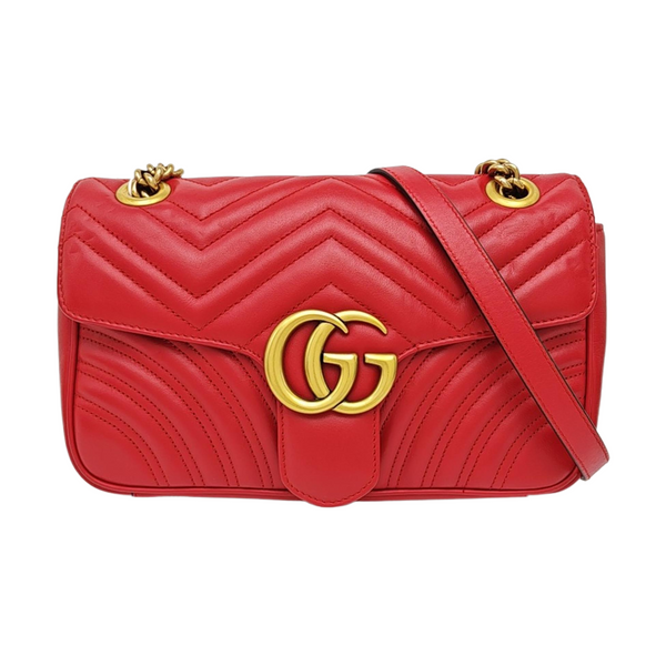 GG Marmont Medium Quilted Calfskin Red