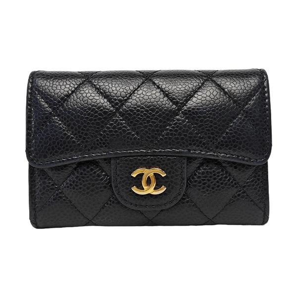 CLASSIC FLAP Quilted Grained Calfskin Black Wallet