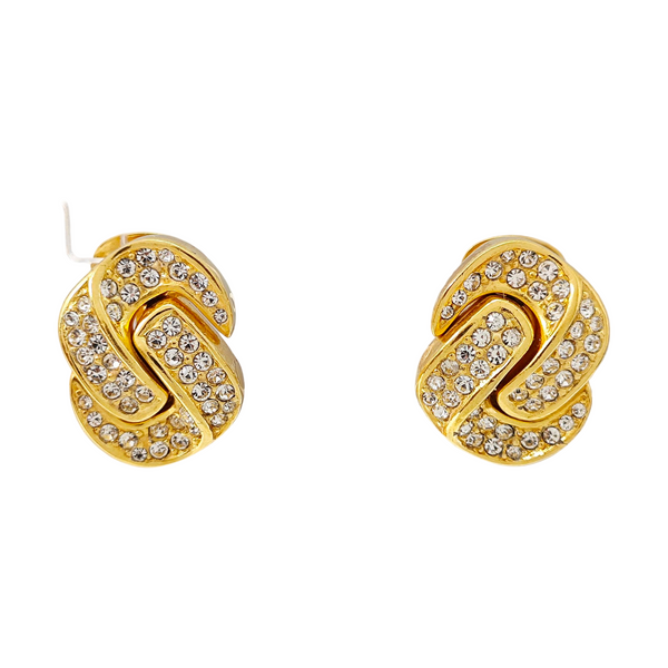 Twist Round Metal Gold Clip On Earrings