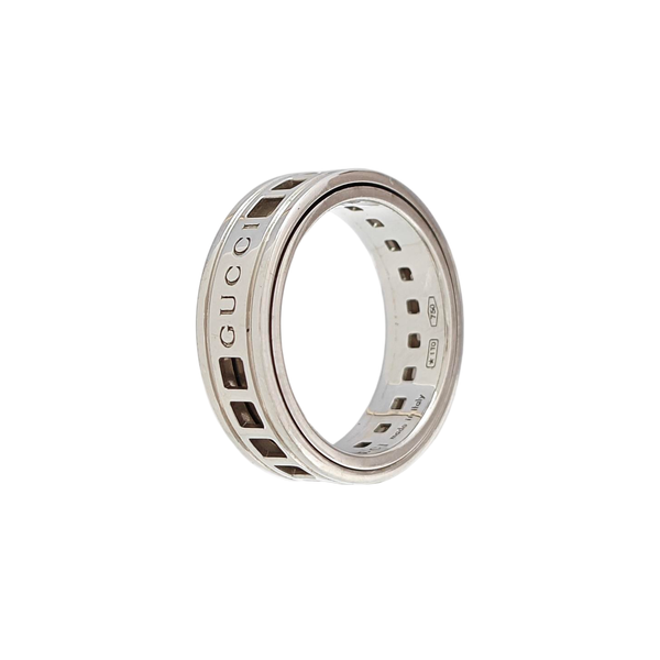 18k White Gold Silver Ring EU 49