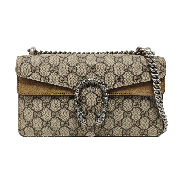 Dionysus Small Monogram Coated Canvas Beige