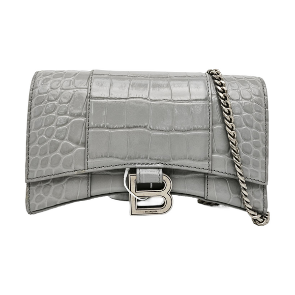 Hourglass Wallet On Chain Mini Calfskin Gray