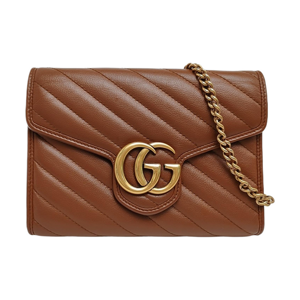 GG Marmont Mini Quilted Calfskin Brown